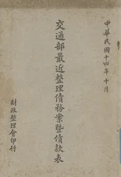 交通部最近整理债务案暨债款表