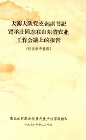 大寨大队党支部副书记贾承让同志在山东省农业工作会议上的报告（根据录音整理）